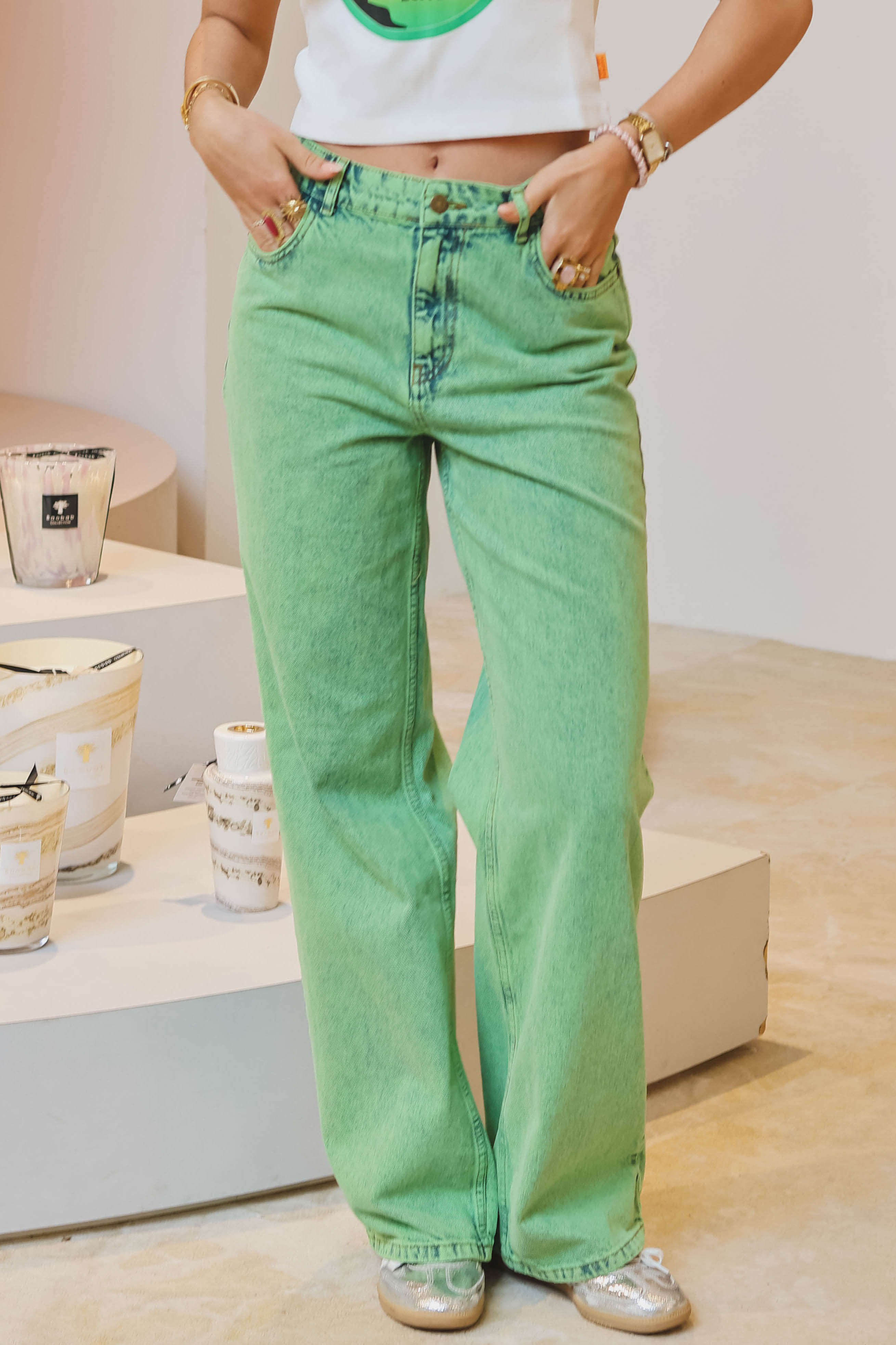 Harper & Yve Dames Jeans Groen 1