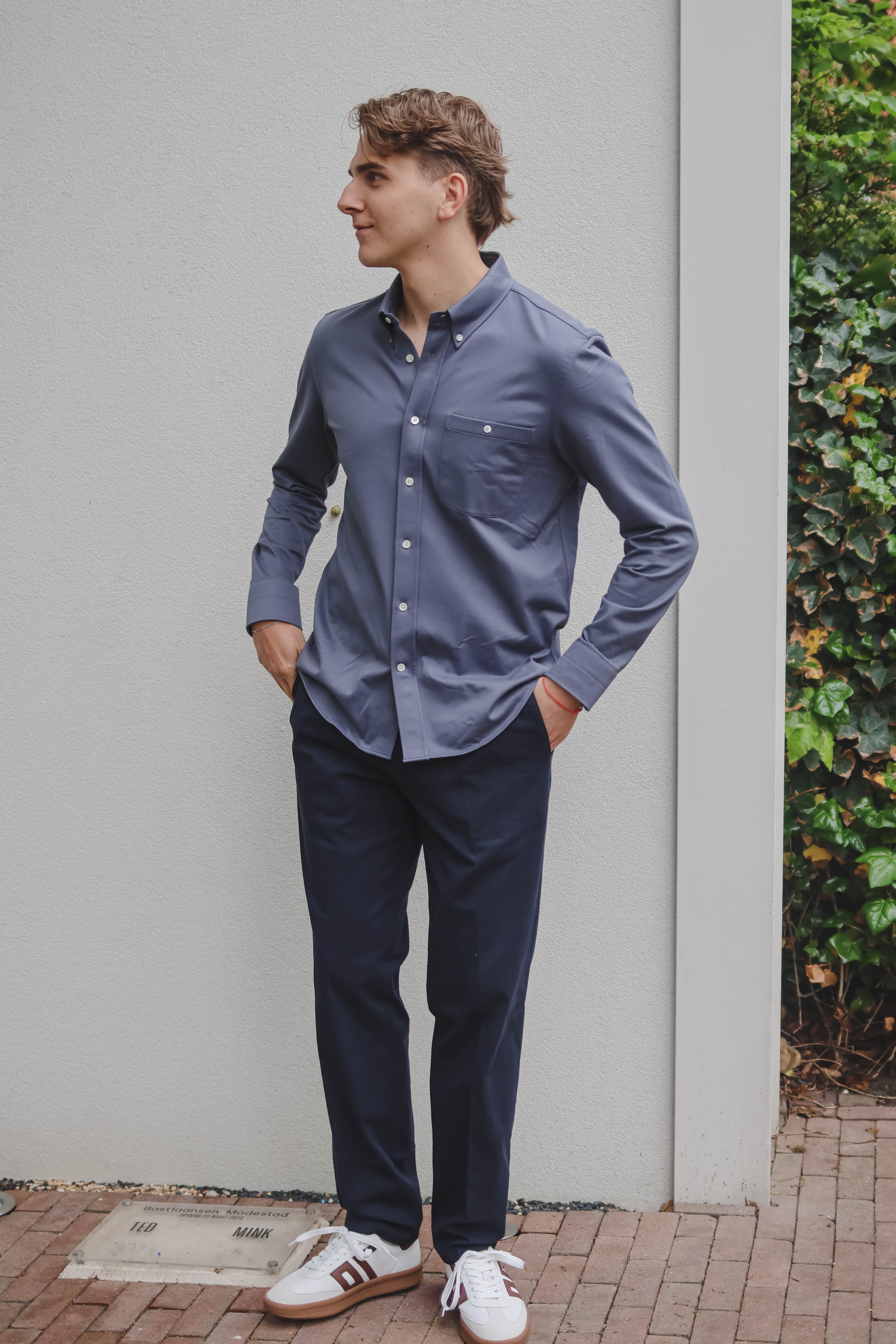 Profuomo Heren Overhemd Lange Mouw Blauw 2