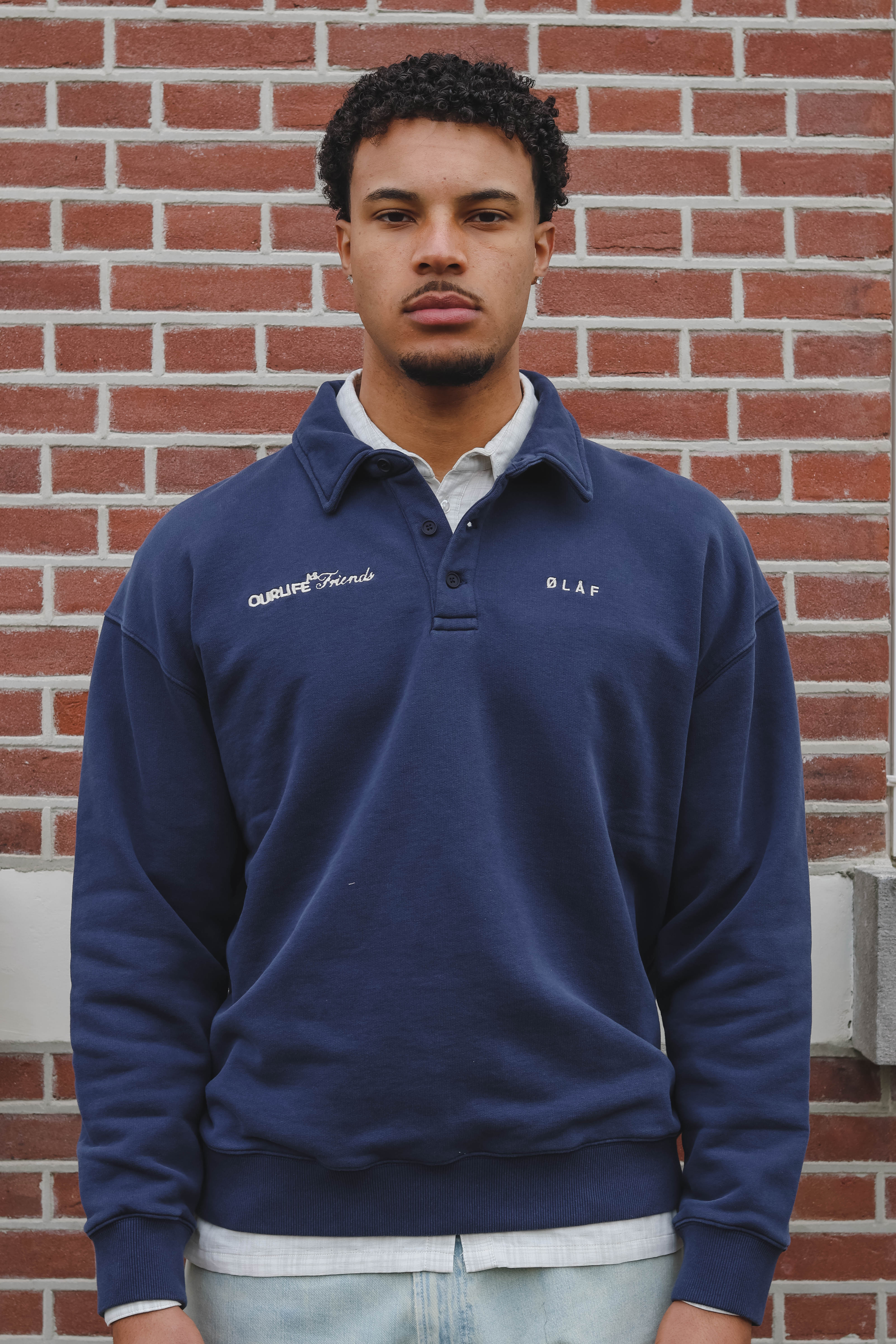 OLAF Heren Polo Lange Mouw Blauw 1