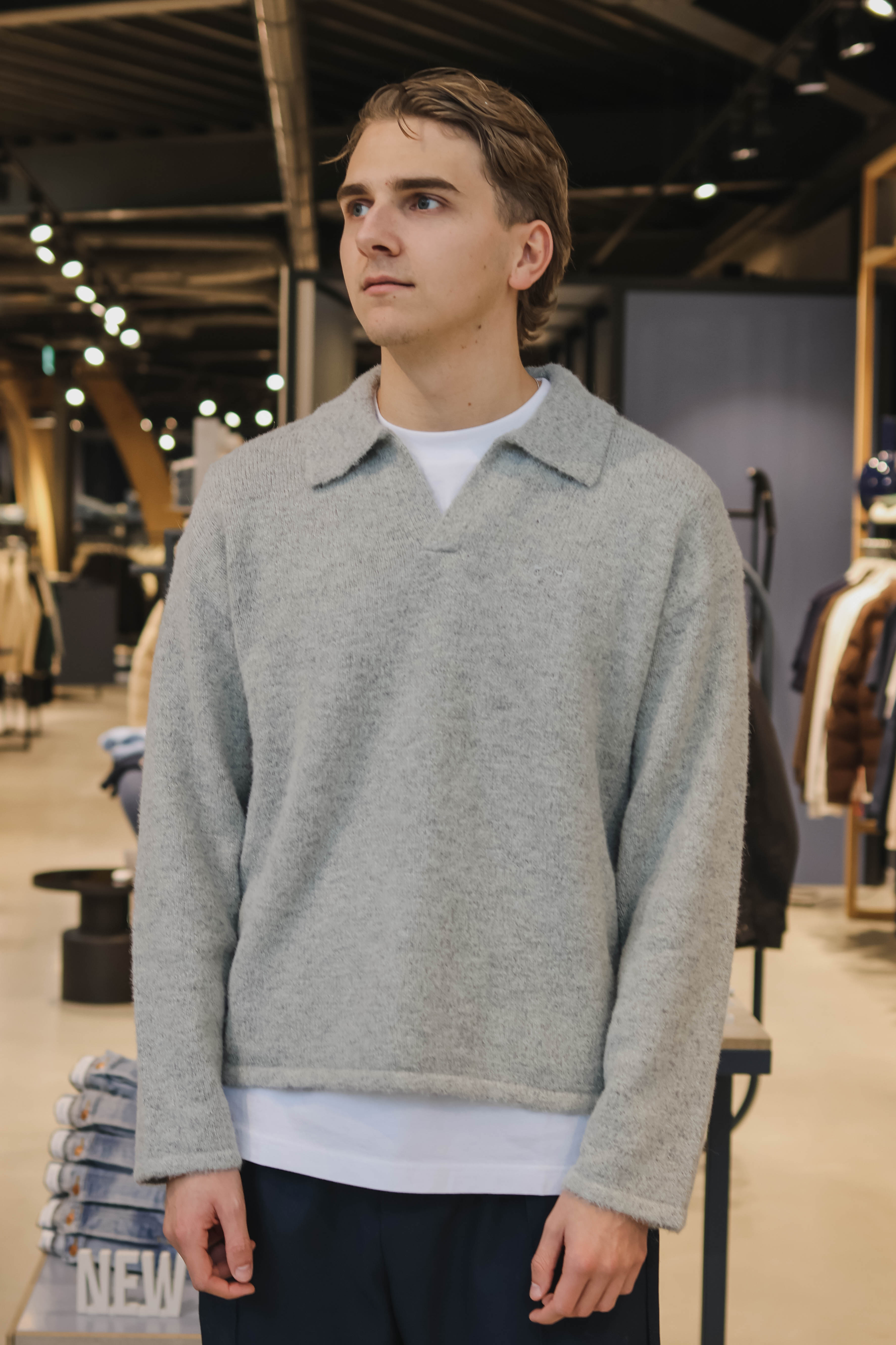 OLAF Heren Polo Lange Mouw Grijs 1