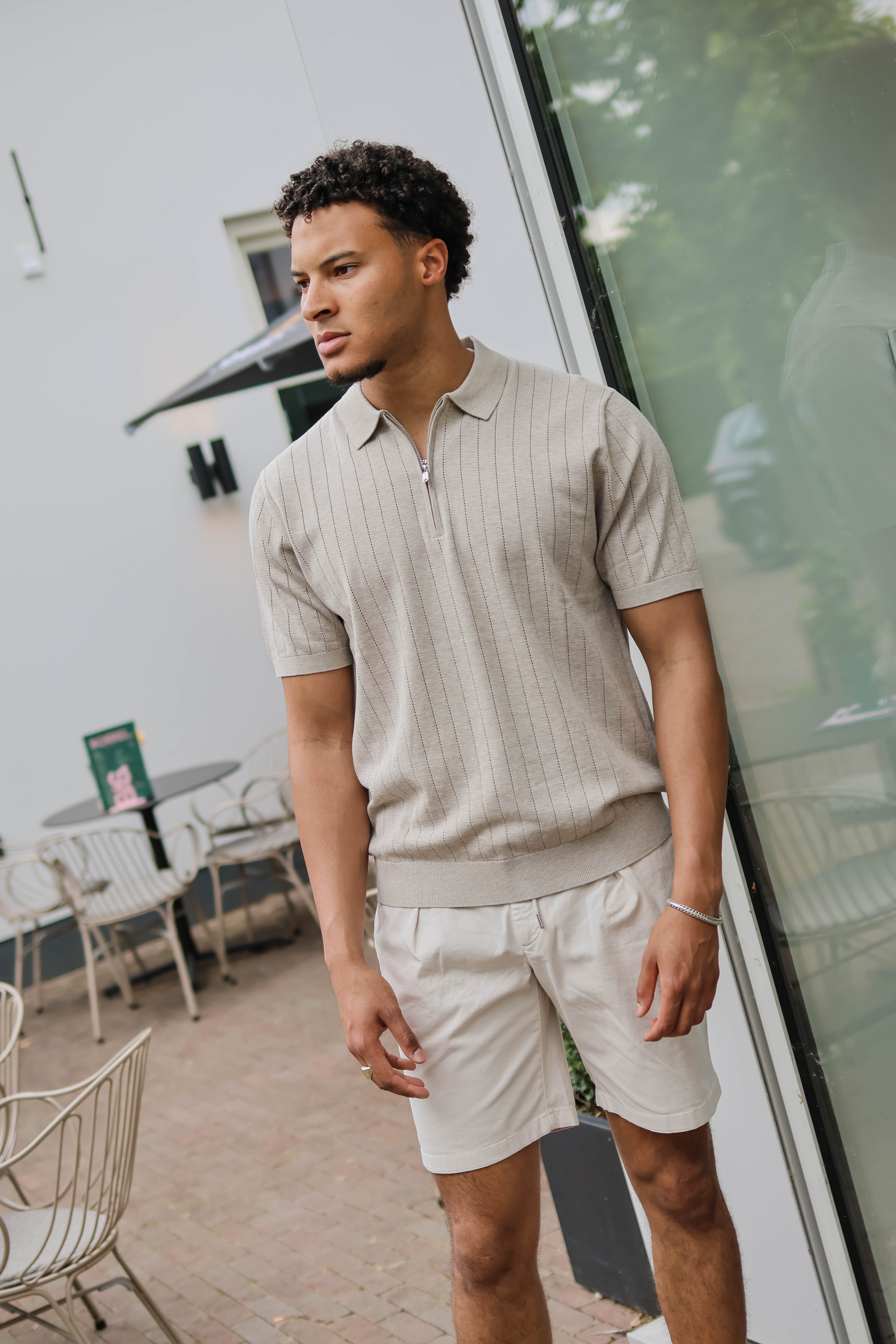 Profuomo Heren Polo Korte Mouw Beige 1